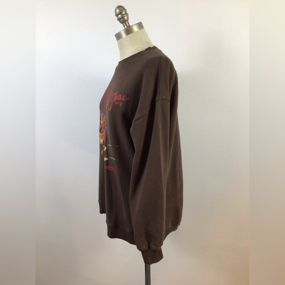NWOT Freddy Krueger Brown Crew Loose Fit Sweater, sz MD - Picture 4 of 16